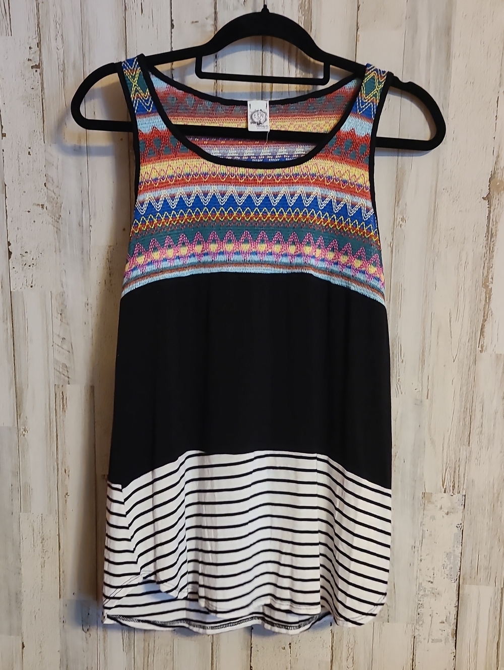 Sun n Moon Multicolor Striped Knit Tank with Black Accents